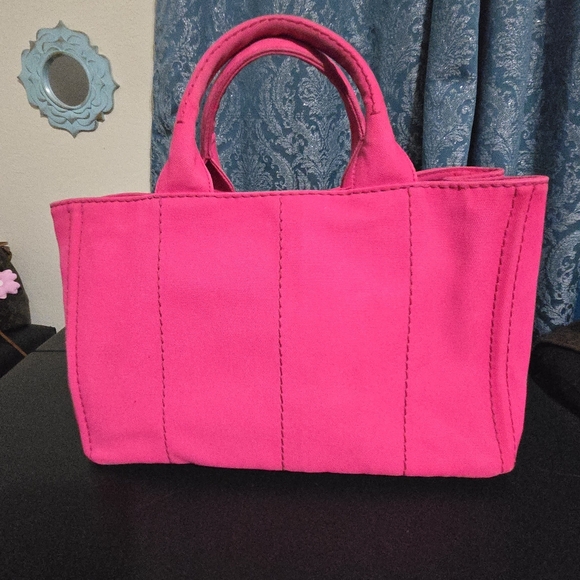 Prada Canapa Logo Satchel Pink With Strap And Entrupy Certificate - Picture 9 of 17